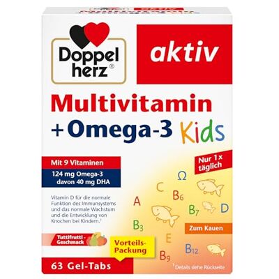 Doppelherz Multivitamin + Omega-3 Kids mit Tuttiftruttigeschmack Doppelherz Multivitamin + Omega-3 Kids mit Tuttiftruttigeschmack