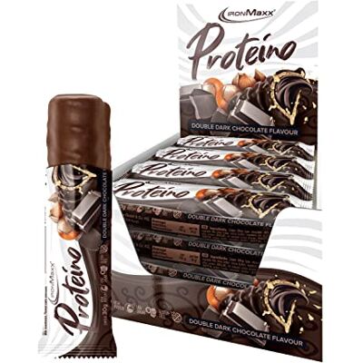 IronMaxx Proteino Proteinriegel Double Dark Chocolate 12 x 30g High-Protein-Bar auf Waffelbasis mit cremiger Füllung zuckerreduzierter Eiweißriegel glutenfrei und palmölfrei IronMaxx Proteino Proteinriegel Double Dark Chocolate 12 x 30g High-Protein-Bar auf Waffelbasis mit cremiger Füllung zuckerreduzierter Eiweißriegel glutenfrei und palmölfrei