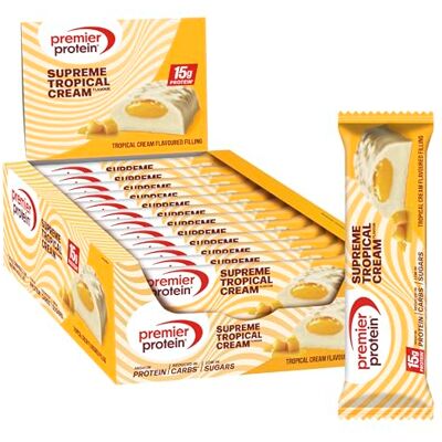 Premier Protein Supreme Bar Tropical Cream 12x42g High Protein Low Sugar Low Carb Palmölfrei Premier Protein Supreme Bar Tropical Cream 12x42g High Protein Low Sugar Low Carb Palmölfrei