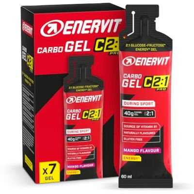 ENERVIT Carbo Gel C2:1PRO Mango – Energie Gel mit 40 g Kohlenhydraten pro Portion, 50 % schneller absorbierte Kohlenhydrate, Mango-Geschmack, Vegan, Glutenfrei, Leichtverdaulich, 7 Packungen à 60 ml ENERVIT Carbo Gel C2:1PRO Mango – Energie Gel mit 40 g Kohlenhydraten pro Portion, 50 % schneller absorbierte Kohlenhydrate, Mango-Geschmack, Vegan, Glutenfrei, Leichtverdaulich, 7 Packungen à 60 ml