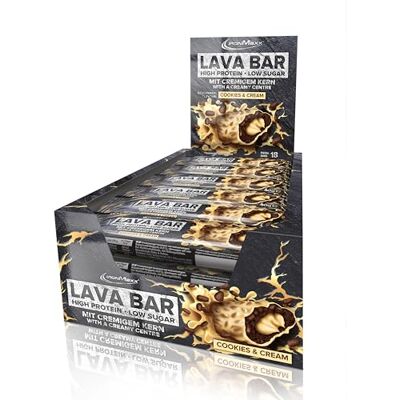 IronMaxx Lava Protein Bar Cookies and Cream 18x40g High Protein Riegel mit cremigem Kern & Erdnuss-Karamell-Topping Zuckerarm & ohne Palmöl IronMaxx Lava Protein Bar Cookies and Cream 18x40g High Protein Riegel mit cremigem Kern & Erdnuss-Karamell-Topping Zuckerarm & ohne Palmöl