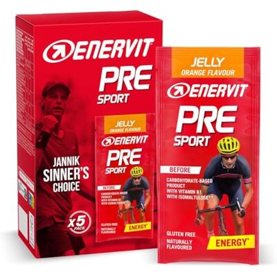 ENERVIT Pre Sport Orange – Energiegel zur Einnahme vor dem Training, innovative Rezeptur, 25 g Kohlenhydrate pro Portion, mit Vitamin B1, Orangengeschmack, Vegan, Glutenfrei, 5 Packungen à 45 g ENERVIT Pre Sport Orange – Energiegel zur Einnahme vor dem Training, innovative Rezeptur, 25 g Kohlenhydrate pro Portion, mit Vitamin B1, Orangengeschmack, Vegan, Glutenfrei, 5 Packungen à 45 g