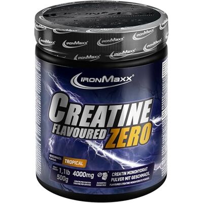 IronMaxx Creatine Powder Flavoured Zero Tropical, 500g Dose hochdosiert mit 4000mg Kreatin Monohydrat pro Portion vegan und zuckerfrei IronMaxx Creatine Powder Flavoured Zero Tropical, 500g Dose hochdosiert mit 4000mg Kreatin Monohydrat pro Portion vegan und zuckerfrei