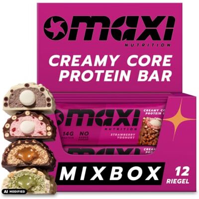 MaxiNutrition Creamy Core Bar MixBox 12 Riegel unserer vier beliebtesten Sorten, Salted Pistachio, Strawberry Yoghurt, Peanut Caramel, Cookie & Milk MaxiNutrition Creamy Core Bar MixBox 12 Riegel unserer vier beliebtesten Sorten, Salted Pistachio, Strawberry Yoghurt, Peanut Caramel, Cookie & Milk