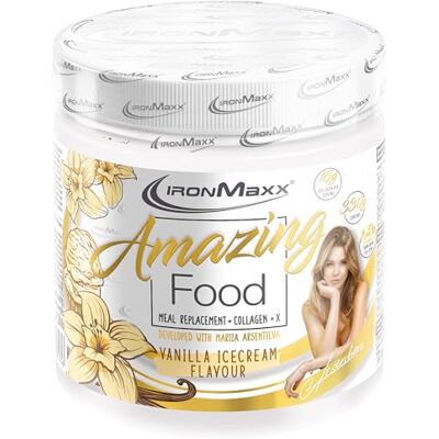 IronMaxx Amazing Food Mahlzeitenersatz – Vanilla Ice Cream 330g Dose, Mit Collagen, High Protein und Glutenfrei, mit hochwertigem Kollagen, In Kooperation mit Mariia IronMaxx Amazing Food Mahlzeitenersatz – Vanilla Ice Cream 330g Dose, Mit Collagen, High Protein und Glutenfrei, mit hochwertigem Kollagen, In Kooperation mit Mariia