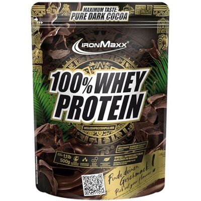 IronMaxx 100% Whey Protein Pulver Dark Ecuador Chocolate 500g Beutel zuckerreduziertes, wasserlösliches Eiweißpulver aus Molkenprotein viele verschiedene Geschmacksrichtungen IronMaxx 100% Whey Protein Pulver Dark Ecuador Chocolate 500g Beutel zuckerreduziertes, wasserlösliches Eiweißpulver aus Molkenprotein viele verschiedene Geschmacksrichtungen