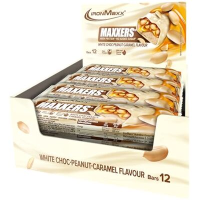 IronMaxx Maxxers Proteinriegel White Choc-Peanut-Caramel 12x49g High Protein Snack mit Erdnussstücken Kein zugesetzter Zucker Perfekt für unterwegs IronMaxx Maxxers Proteinriegel White Choc-Peanut-Caramel 12x49g High Protein Snack mit Erdnussstücken Kein zugesetzter Zucker Perfekt für unterwegs