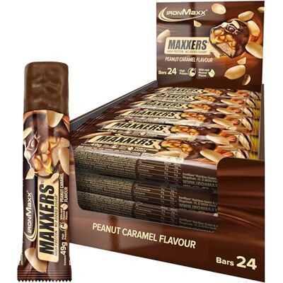IronMaxx Maxxers Proteinriegel Peanut Caramel 24x49g High Protein Snack mit echten Erdnussstücken Kein zugesetzter Zucker Perfekt für unterwegs IronMaxx Maxxers Proteinriegel Peanut Caramel 24x49g High Protein Snack mit echten Erdnussstücken Kein zugesetzter Zucker Perfekt für unterwegs