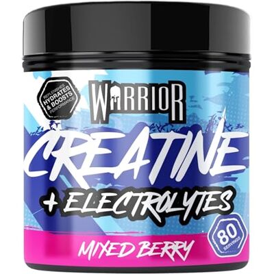 Warrior Creatin Monohydrat + Elektrolyte Pulver 360 g, 80 Portionen – Kreatin Pulver mit Elektrolyten, Intra Workout für Muskelaufbau & Hydration, Sugar Free – Beerenmischung Warrior Creatin Monohydrat + Elektrolyte Pulver 360 g, 80 Portionen – Kreatin Pulver mit Elektrolyten, Intra Workout für Muskelaufbau & Hydration, Sugar Free – Beerenmischung