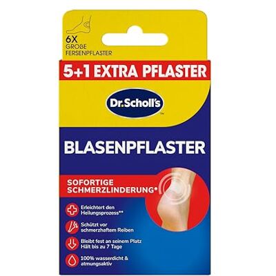 Dr. Scholl's Blasenpflaster für die Fersen – Lindert Blasenschmerzen sofort, 6 große Fersen Pflaster, 100% wasserdicht und atmungsaktiv, hält bis zu 7 Tage, unterstützt den Heilungsprozess Dr. Scholl's Blasenpflaster für die Fersen – Lindert Blasenschmerzen sofort, 6 große Fersen Pflaster, 100% wasserdicht und atmungsaktiv, hält bis zu 7 Tage, unterstützt den Heilungsprozess