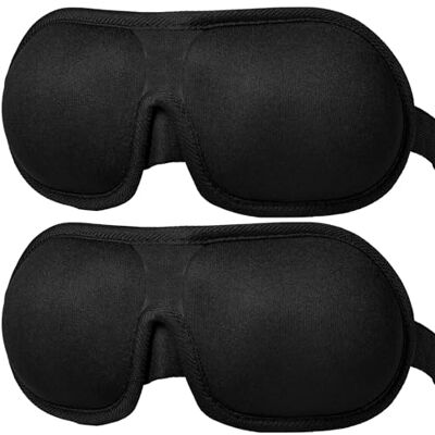 Brencco Schlafmaske Lichtdichte, Elastikband verstellbar, Schwarz, 2er-Pack Augenmasken 3D mit 10 mm tiefen Augenmulden, druckfrei, für Seitenschläfer, Reisen, Nickerchen und Schichtarbeit Brencco Schlafmaske Lichtdichte, Elastikband verstellbar, Schwarz, 2er-Pack Augenmasken 3D mit 10 mm tiefen Augenmulden, druckfrei, für Seitenschläfer, Reisen, Nickerchen und Schichtarbeit