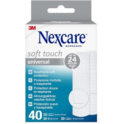 Nexcare Soft Touch Universal Pflaster, assortiert, 40/Packung Nexcare Soft Touch Universal Pflaster, assortiert, 40/Packung