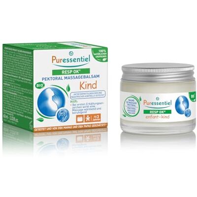 Puressentiel Atemwege – Resp OK Pektoraler Massagebalsam Kind Formel 100 Prozent natürlichen Ursprungs Bietet eine wärmende und beruhigende Massage ab der ersten Kälte 60 ml Puressentiel Atemwege – Resp OK Pektoraler Massagebalsam Kind Formel 100 Prozent natürlichen Ursprungs Bietet eine wärmende und beruhigende Massage ab der ersten Kälte 60 ml