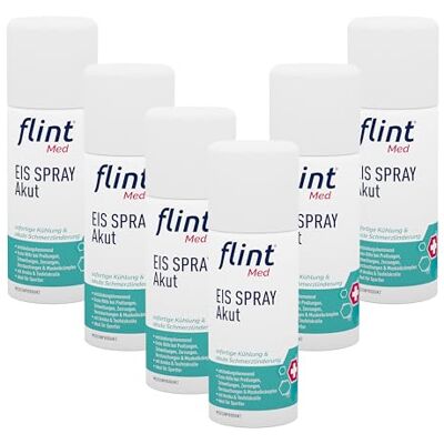 flint Med Eis Spray Akut 150ml Sofortige Kühlung, Akute Schmerzlinderung für Muskeln & Gelenke, Entzündungshemmend, Erste Hilfe Spray bei Prellungen, Schwellungen, Zerrungen, Verstauchungen, 6 Stück flint Med Eis Spray Akut 150ml Sofortige Kühlung, Akute Schmerzlinderung für Muskeln & Gelenke, Entzündungshemmend, Erste Hilfe Spray bei Prellungen, Schwellungen, Zerrungen, Verstauchungen, 6 Stück