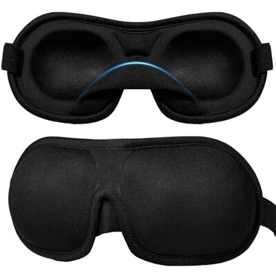 Brencco Schlafmaske Lichtdichte, Elastikband verstellbar, Schwarz, 1 Stück Augenmaske 3D mit 10 mm tiefen Augenmulden, druckfrei, für Seitenschläfer, Reisen, Nickerchen und Schichtarbeit Brencco Schlafmaske Lichtdichte, Elastikband verstellbar, Schwarz, 1 Stück Augenmaske 3D mit 10 mm tiefen Augenmulden, druckfrei, für Seitenschläfer, Reisen, Nickerchen und Schichtarbeit