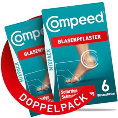 Compeed Blasenpflaster Mixpack Doppelpack – Hydrokolloid-Pflaster in verschiedenen Größen – gegen Blasen an Fersen, Zehen und für kleine Blasen, 12 Pflaster Compeed Blasenpflaster Mixpack Doppelpack – Hydrokolloid-Pflaster in verschiedenen Größen – gegen Blasen an Fersen, Zehen und für kleine Blasen, 12 Pflaster