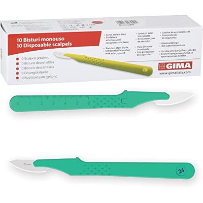 GIMA Sterile Einweg-Skalpelle, mit Sicherheitsabdeckung, Nr. 24, 10er-Pack, 27048 GIMA Sterile Einweg-Skalpelle, mit Sicherheitsabdeckung, Nr. 24, 10er-Pack, 27048