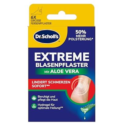 Dr. Scholl's Dr. Scholl’s Fußpflaster für Extreme Blasen mit Aloe Vera – Extradicke Polsterung, Wasserdicht & Atmungsaktiv, Hydrogel für Optimale Heilung, Großes Fersenpflaster, 6 Stück Dr. Scholl's Dr. Scholl’s Fußpflaster für Extreme Blasen mit Aloe Vera – Extradicke Polsterung, Wasserdicht & Atmungsaktiv, Hydrogel für Optimale Heilung, Großes Fersenpflaster, 6 Stück