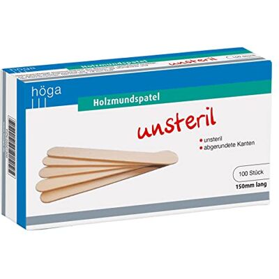 Höga Holzmundspatel, 150 mm lang, unsteril, 100 Stück pro Packung, 3er-Pack Höga Holzmundspatel, 150 mm lang, unsteril, 100 Stück pro Packung, 3er-Pack