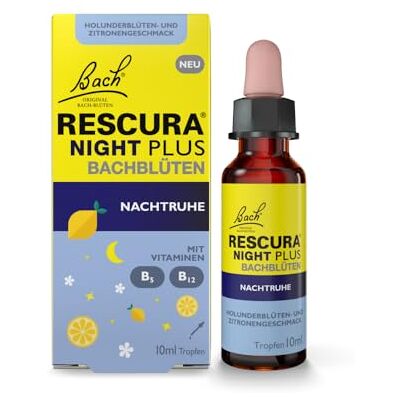 BACH RESCURA NIGHT PLUS Bachblüten Nachtruhe, 10 ml I Bachblütenmischung mit Vitaminen für eine erholsame Nacht I ehemals Rescue das Original BACH RESCURA NIGHT PLUS Bachblüten Nachtruhe, 10 ml I Bachblütenmischung mit Vitaminen für eine erholsame Nacht I ehemals Rescue das Original