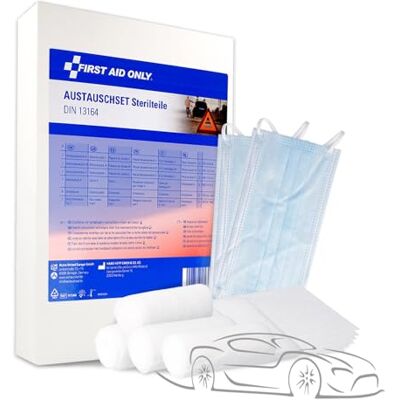 First Aid Only Austauschset Sterilteile für DIN 13164 + 2 Masken Sterile Verbandmaterialien für Kfz, Betrieb und Haushalt Ideal für Auto Verbandkasten P-91310 00 First Aid Only Austauschset Sterilteile für DIN 13164 + 2 Masken Sterile Verbandmaterialien für Kfz, Betrieb und Haushalt Ideal für Auto Verbandkasten P-91310 00