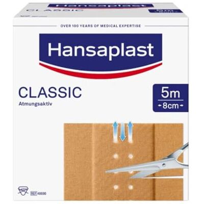 Hansaplast Classic - Flexibler, starker Klebeverband - 5 m x 8 cm Hansaplast Classic - Flexibler, starker Klebeverband - 5 m x 8 cm