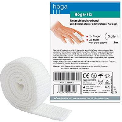 Höga Fix Netzschlauchverband, elastischer Schlauchverband zum Fixieren von Verbänden Gr. 1 1 m, für Finger, 2er-Pack. Höga Fix Netzschlauchverband, elastischer Schlauchverband zum Fixieren von Verbänden Gr. 1 1 m, für Finger, 2er-Pack.