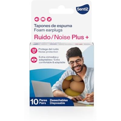 Senti2 Ohrstöpsel aus Schaumstoff, extra bequem und anpassbar, 20 Stück (10 Paar) Senti2 Ohrstöpsel aus Schaumstoff, extra bequem und anpassbar, 20 Stück (10 Paar)