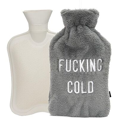 FISURA - Wärmflasche "f*cking cold" grau. 2-Liter-Wärmflasche. Wärmflasche mit weichem Überzug. Beutel zur Schmerzlinderung. Abwaschbar. FISURA - Wärmflasche "f*cking cold" grau. 2-Liter-Wärmflasche. Wärmflasche mit weichem Überzug. Beutel zur Schmerzlinderung. Abwaschbar.