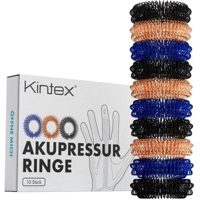 Kintex Akupressurringe 10 Stück Fingermassageringe aus Federstahl Kintex Akupressurringe 10 Stück Fingermassageringe aus Federstahl