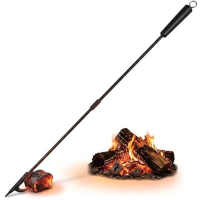Relaxdays Schürhaken, 91,5 cm Länge, Feuerhaken mit Holzgriff, Öse zum Aufhängen, Ofen & Feuerschale, Eisen, schwarz Relaxdays Schürhaken, 91,5 cm Länge, Feuerhaken mit Holzgriff, Öse zum Aufhängen, Ofen & Feuerschale, Eisen, schwarz