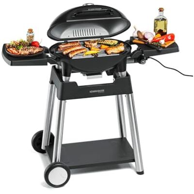 Rommelsbacher Barbecue Grill BBQ 4100/S, Scharnierdeckel, Grillwagen 2 -teiliger Grillrost aus Gusseisen, Temperaturanzeige, Temperaturen bis 300 °C, stufenlos regelbar, 2200 W Rommelsbacher Barbecue Grill BBQ 4100/S, Scharnierdeckel, Grillwagen 2 -teiliger Grillrost aus Gusseisen, Temperaturanzeige, Temperaturen bis 300 °C, stufenlos regelbar, 2200 W