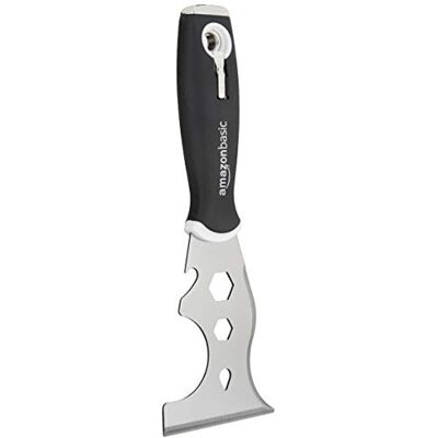 Amazon Basics 14-in-1-Malerwerkzeug, vielseitig, mit weichem Griff, gerader Schaber, gebogener Schaber, Hammerende, Nagelabzieher, Kreuzschlitzschraubendreher-Bit Nr. 2 und mehr, 76.2 mm, Schwarz Amazon Basics 14-in-1-Malerwerkzeug, vielseitig, mit weichem Griff, gerader Schaber, gebogener Schaber, Hammerende, Nagelabzieher, Kreuzschlitzschraubendreher-Bit Nr. 2 und mehr, 76.2 mm, Schwarz
