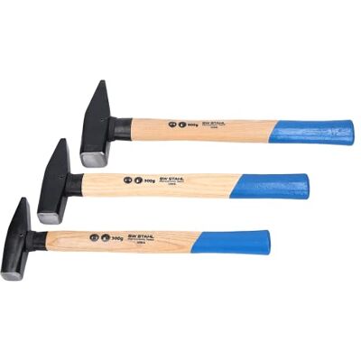 SW-Stahl 50930L Schlosserhammer-Set, 3-teilig, Hickoryholz-Stiel, DIN 1041 SW-Stahl 50930L Schlosserhammer-Set, 3-teilig, Hickoryholz-Stiel, DIN 1041