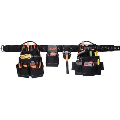 VEVOR Werkzeuggürtel, 18 Taschen, Profi-Handwerkergürtel, Hammerhalter, Werkzeughalter, Arbeitsgürtel für Elektriker, Schreiner & Bauarbeiter, Schürzenorganizer, verstellbar von 800 bis 1310 mm VEVOR Werkzeuggürtel, 18 Taschen, Profi-Handwerkergürtel, Hammerhalter, Werkzeughalter, Arbeitsgürtel für Elektriker, Schreiner & Bauarbeiter, Schürzenorganizer, verstellbar von 800 bis 1310 mm