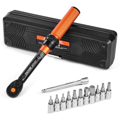 VEVOR Klick-Drehmomentschlüssel Set mit1/4 Zoll Antrieb 2,3–22,6 N.m, Zweiwege-Drehmomentschlüssel-Set mit Zweibereichsskalen, 72 Zähne ±3% hohe Präzision legierter Stahl für Autoreparatur VEVOR Klick-Drehmomentschlüssel Set mit1/4 Zoll Antrieb 2,3–22,6 N.m, Zweiwege-Drehmomentschlüssel-Set mit Zweibereichsskalen, 72 Zähne ±3% hohe Präzision legierter Stahl für Autoreparatur