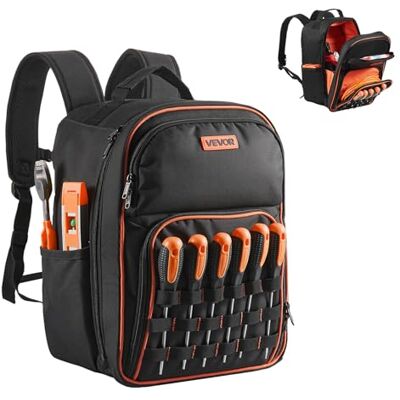 VEVOR Werkzeugrucksack, 49 Taschen, Werkzeug-Aufbewahrungs-Organizer, Backpack mit Laptopfach und verstärktem Stoffboden, Baustellenrucksack, Werkzeugtasche für Elektriker, Handwerker VEVOR Werkzeugrucksack, 49 Taschen, Werkzeug-Aufbewahrungs-Organizer, Backpack mit Laptopfach und verstärktem Stoffboden, Baustellenrucksack, Werkzeugtasche für Elektriker, Handwerker