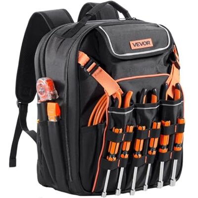 VEVOR Werkzeugrucksack, 45 Taschen, Werkzeug-Aufbewahrungs-Organizer, Backpack mit Laptopfach und verstärktem Stoffboden, Werkzeugtasche, Baustellenrucksack für Elektriker, Handwerker VEVOR Werkzeugrucksack, 45 Taschen, Werkzeug-Aufbewahrungs-Organizer, Backpack mit Laptopfach und verstärktem Stoffboden, Werkzeugtasche, Baustellenrucksack für Elektriker, Handwerker