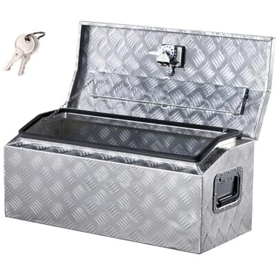 VEVOR Werkzeugkasten aus Aluminium für die Ladefläche, gestreifte Werkzeugkiste (762 x 330,2 x 330,2 mm) mit seitlichem Griff & T-Lock-Schlüssel, Aufbewahrungs-Organizer für Anhänger Silber VEVOR Werkzeugkasten aus Aluminium für die Ladefläche, gestreifte Werkzeugkiste (762 x 330,2 x 330,2 mm) mit seitlichem Griff & T-Lock-Schlüssel, Aufbewahrungs-Organizer für Anhänger Silber