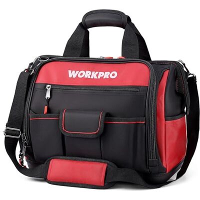 WORKPRO Elektriker Wasserdichte Werkzeugtasche Profi, weite Öffnung & große Kapazität 42CM/16" aus 1680D Polyester, Schultergurt verstellbar, Multifunktion für Heimwerker Handwerker WORKPRO Elektriker Wasserdichte Werkzeugtasche Profi, weite Öffnung & große Kapazität 42CM/16" aus 1680D Polyester, Schultergurt verstellbar, Multifunktion für Heimwerker Handwerker