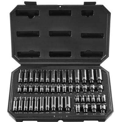 VEVOR 1/4 Zoll Schlagsteckschlüsselsatz 48-teiliger tiefer und flacher Steckschlüsselsatz SAE 3/16-9/16 Zoll & metrisch 4-15 mm, 6 Kant Cr-Mo-Legierungsstahl für Autoreparaturen mit Werkzeugkoffer VEVOR 1/4 Zoll Schlagsteckschlüsselsatz 48-teiliger tiefer und flacher Steckschlüsselsatz SAE 3/16-9/16 Zoll & metrisch 4-15 mm, 6 Kant Cr-Mo-Legierungsstahl für Autoreparaturen mit Werkzeugkoffer