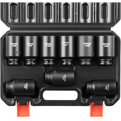 VEVOR 1/2 Zoll Steckschlüsselsatz CR-V-legierter Stahl 9-tlg Steckschlüssel Satz 29-38 mm Tiefe Stecknüsse Schlagschrauber, HRC 42-48 Steckschlüssel inkl Werkzeugkoffer, Metrisch Schraubenausdreher VEVOR 1/2 Zoll Steckschlüsselsatz CR-V-legierter Stahl 9-tlg Steckschlüssel Satz 29-38 mm Tiefe Stecknüsse Schlagschrauber, HRC 42-48 Steckschlüssel inkl Werkzeugkoffer, Metrisch Schraubenausdreher