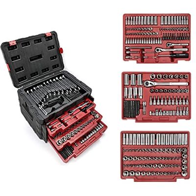 WORKPRO Werkzeugkoffer Steckschlüsseleinsatz Bits Umschaltknarren Schnellspannfunktion Ratschen mit 3 Schubladen Werkzeugschrank 450 tlg. 1/2-inch 1/4-inch 3/8-inch WORKPRO Werkzeugkoffer Steckschlüsseleinsatz Bits Umschaltknarren Schnellspannfunktion Ratschen mit 3 Schubladen Werkzeugschrank 450 tlg. 1/2-inch 1/4-inch 3/8-inch