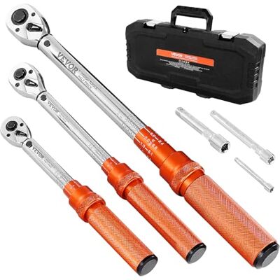 VEVOR Klick-Drehmomentschlüssel (3-tlg.) 1/4 3/8 1/2 Zoll Antrieb Zweiwege-Drehmomentschlüssel-Set mit Zweibereichsskalen, 72 Zähne ±3% hohe Präzision legierter Stahl für Autoreparatur VEVOR Klick-Drehmomentschlüssel (3-tlg.) 1/4 3/8 1/2 Zoll Antrieb Zweiwege-Drehmomentschlüssel-Set mit Zweibereichsskalen, 72 Zähne ±3% hohe Präzision legierter Stahl für Autoreparatur