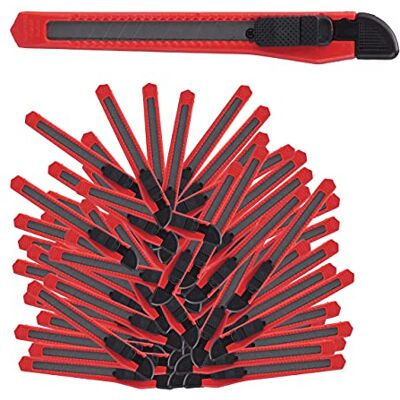 Relaxdays Cuttermesser 100er Set, sicheres Einrasten, 9mm Abbrechklingen, Messer für Kartons & Tapete, zum Basteln, rot Relaxdays Cuttermesser 100er Set, sicheres Einrasten, 9mm Abbrechklingen, Messer für Kartons & Tapete, zum Basteln, rot