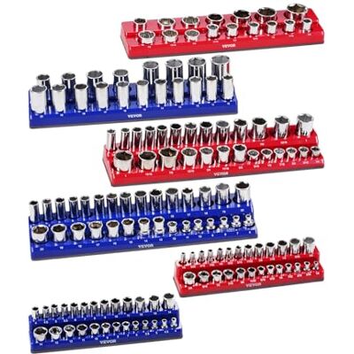 VEVOR Steckschlüssel-Organizer-Set, 6-teilig, 1/4 Zoll, 3/8 Zoll & 1/2 Zoll SAE-Steckschlüsselablagen, für bis zu 143 Standard- & tiefe Steckschlüssel, (Steckschlüssel nicht im Lieferumfang enthalten) VEVOR Steckschlüssel-Organizer-Set, 6-teilig, 1/4 Zoll, 3/8 Zoll & 1/2 Zoll SAE-Steckschlüsselablagen, für bis zu 143 Standard- & tiefe Steckschlüssel, (Steckschlüssel nicht im Lieferumfang enthalten)