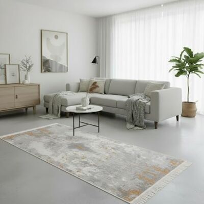 Jimri Fashion4Home Teppich Läufer Tepiche für Wohnzimmer, Schlafzimmer, Küche, Kinderzimmer, Badezimmer Boho Kelim Läufer Flur, Abstract-Grau-Gold, Größe: 60x180 cm Jimri Fashion4Home Teppich Läufer Tepiche für Wohnzimmer, Schlafzimmer, Küche, Kinderzimmer, Badezimmer Boho Kelim Läufer Flur, Abstract-Grau-Gold, Größe: 60x180 cm