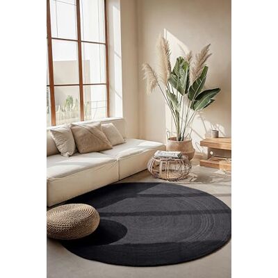 Hanse Home Rangpur Juteteppich Natur Wohnzimmerteppich Rund aus 100% Jute, Handgewebt Robust & Pflegeleicht Moderner, Boho Naturfaser Teppich für Wohnzimmer, Schlafzimmer Schwarz, Ø200cm Hanse Home Rangpur Juteteppich Natur Wohnzimmerteppich Rund aus 100% Jute, Handgewebt Robust & Pflegeleicht Moderner, Boho Naturfaser Teppich für Wohnzimmer, Schlafzimmer Schwarz, Ø200cm