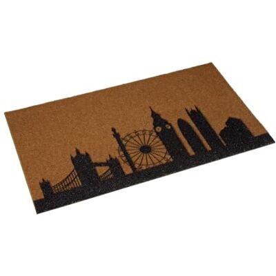Versa London Fußmatte, Modern Urban Style, 2 x 70 x 40 cm, Polyester, Braun und Schwarz. Versa London Fußmatte, Modern Urban Style, 2 x 70 x 40 cm, Polyester, Braun und Schwarz.