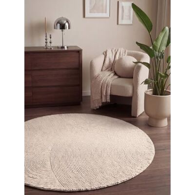 Hanse Home Wollteppich Calmio Natur Wohnzimmerteppich Rund Handgetuftet Hygge Skandi, Boho Teppich Wolle für Wohnzimmer, Schlafzimmer, Esszimmer, Flur Natur Weiß, Ø120cm Hanse Home Wollteppich Calmio Natur Wohnzimmerteppich Rund Handgetuftet Hygge Skandi, Boho Teppich Wolle für Wohnzimmer, Schlafzimmer, Esszimmer, Flur Natur Weiß, Ø120cm